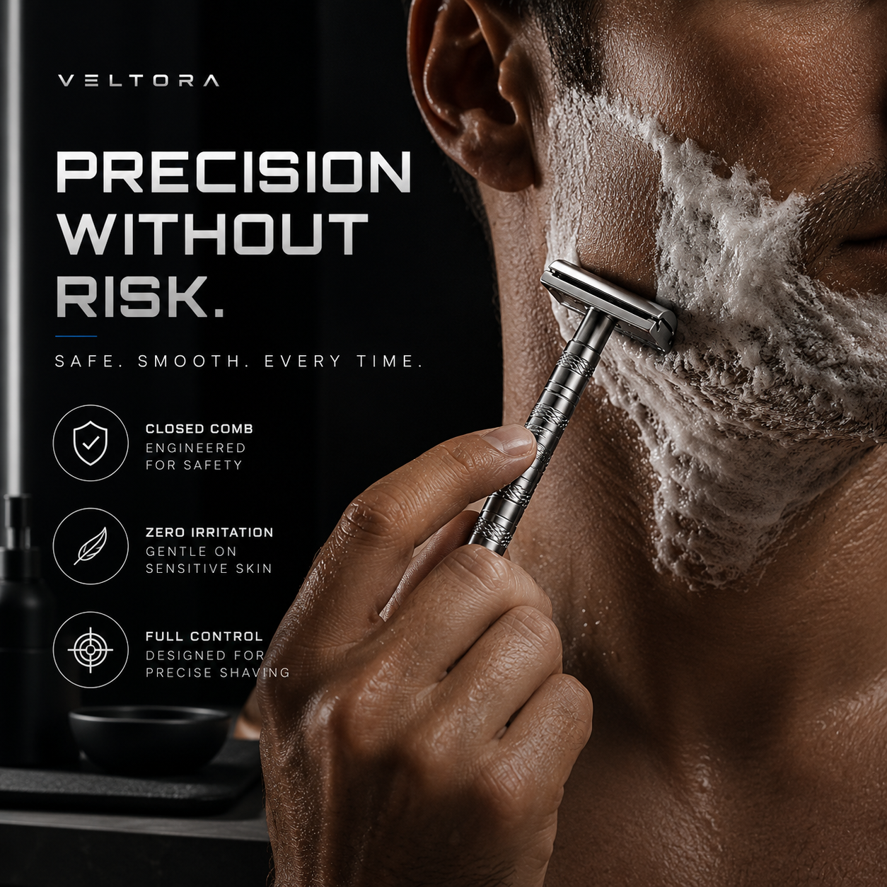 VELTORA VANTIS™ Precision Shaving Without Irritation — From The First Pass